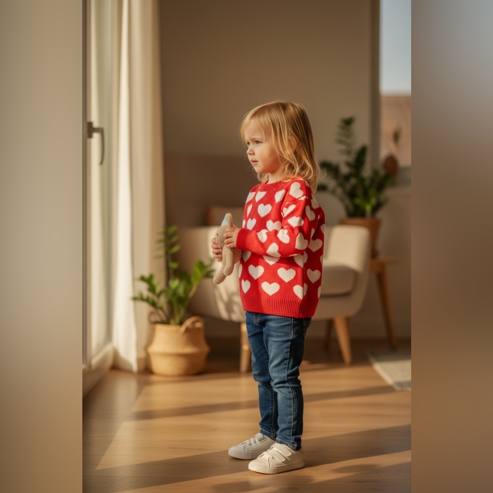 Cozy Red Heart Sweater for Kids